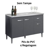 Balcão Gabriela S-tampo Cinza 120cm Cinza - 4