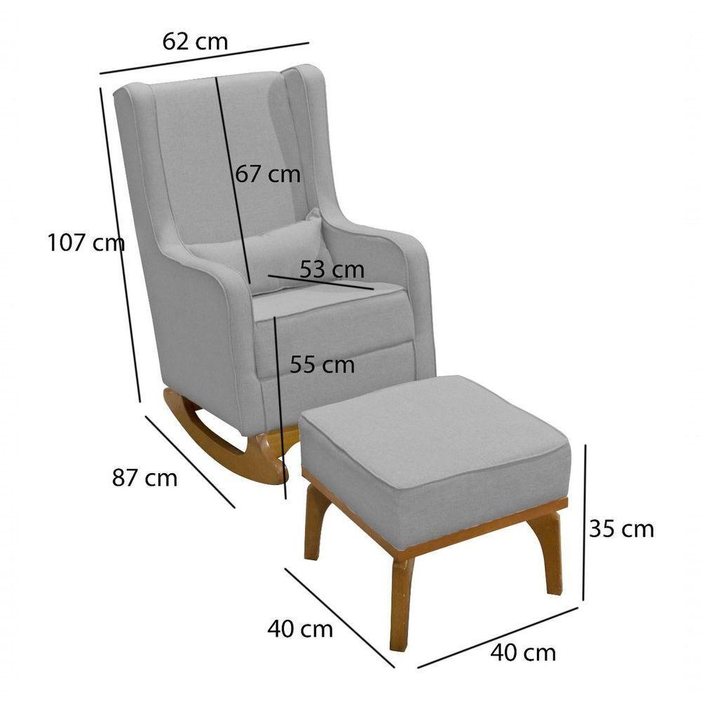 Poltrona De Amamentação E Balanço Retro áquila C- Puff Bege Cinza Desenho Do Tecido Liso - 6
