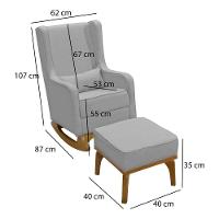 Poltrona De Amamentação E Balanço Retro áquila C- Puff Bege Cinza Desenho Do Tecido Liso - 6