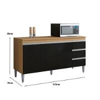 Balcão Gabinete Para Pia Andreia Sem Tampo 150cm 3 Portas 3 Gavetas Amendoa-pt - Ajl Móveis - 3