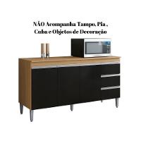 Balcão Gabinete Para Pia Andreia Sem Tampo 150cm 3 Portas 3 Gavetas Amendoa-pt - Ajl Móveis - 4