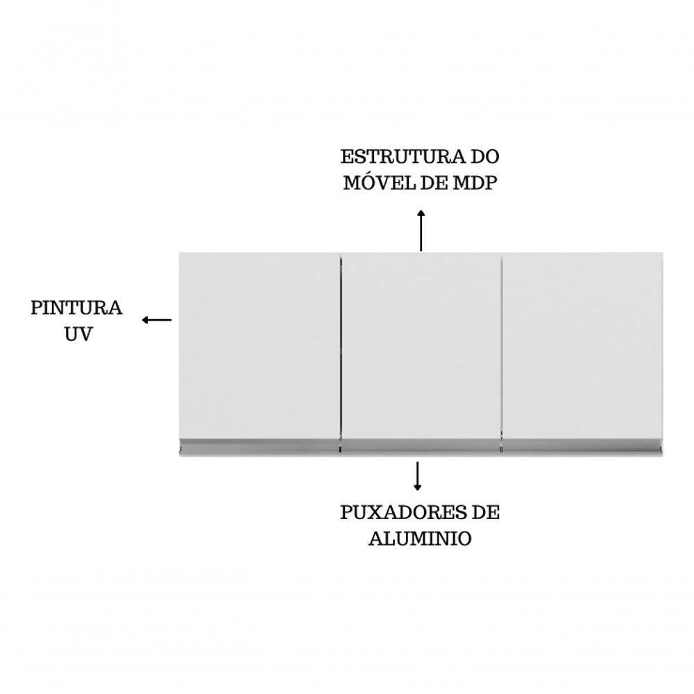 Armário Módulo Aéreo Andreia 120cm 3 Portas - Ajl Móveis Branco - 4