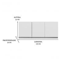 Armário Módulo Aéreo Andreia 120cm 3 Portas - Ajl Móveis Branco - 5