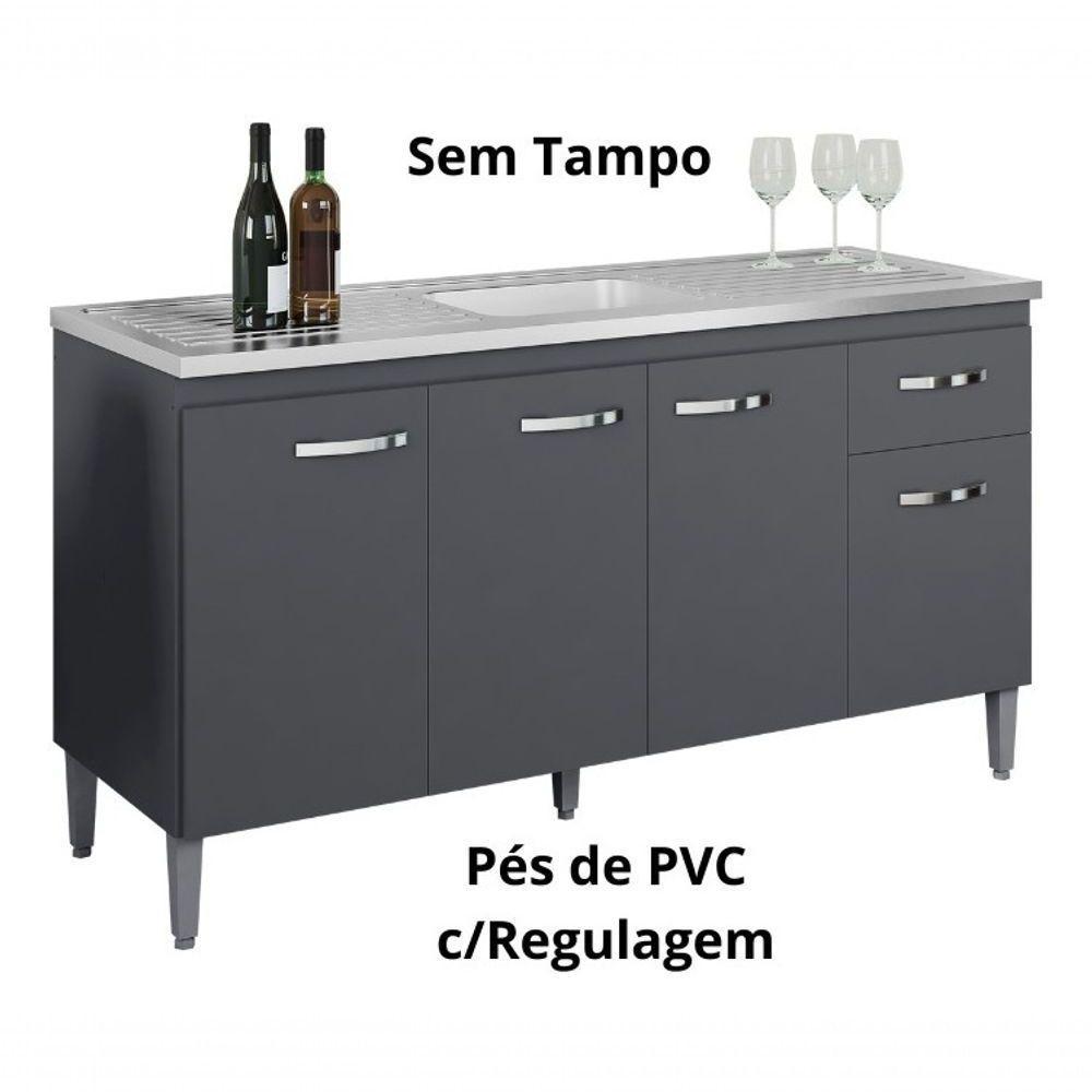 Balcão Gabriela 1,50 Cinza Cinza - 3