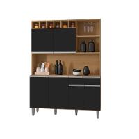 Kit Cozinha Compacta Alice 130cm C-6 Portas 1 Gaveta Amendoa-pt - Ajl Móveis - 1