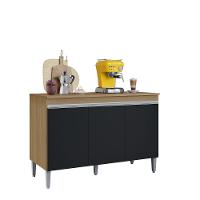 Gabinete Balcão Multiuso Manu 120cm 3 Portas S-tampo Amendoa - Pt - Ajl Móveis - 1