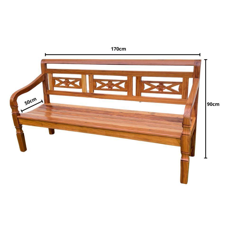 Banco Namoradeira 3 Lugares Madeira De Demolição Modelo Flor Sudeste Rústico - 6