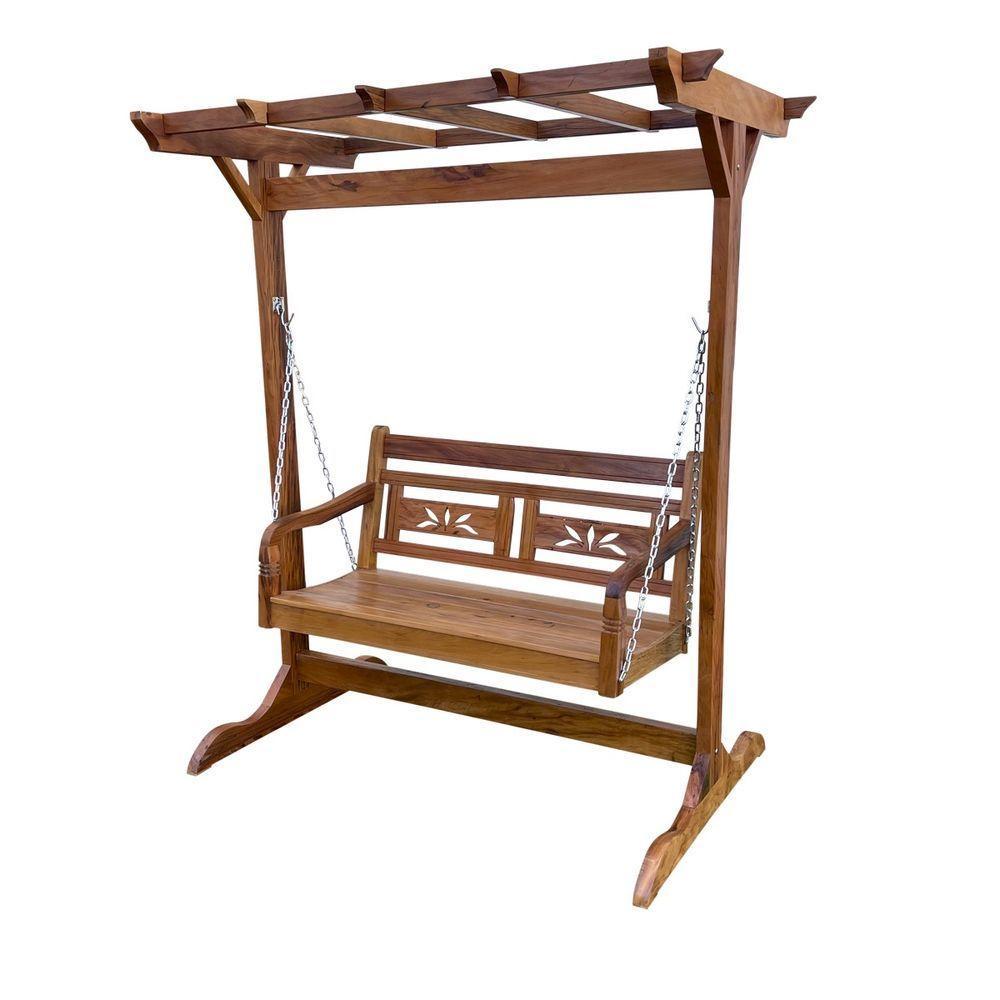 Banco Balanço Com Pergolado Madeira Peroba Rosa Sudeste Rústico - 7