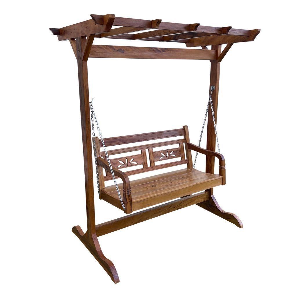 Banco Balanço Com Pergolado Madeira Peroba Rosa Sudeste Rústico - 8