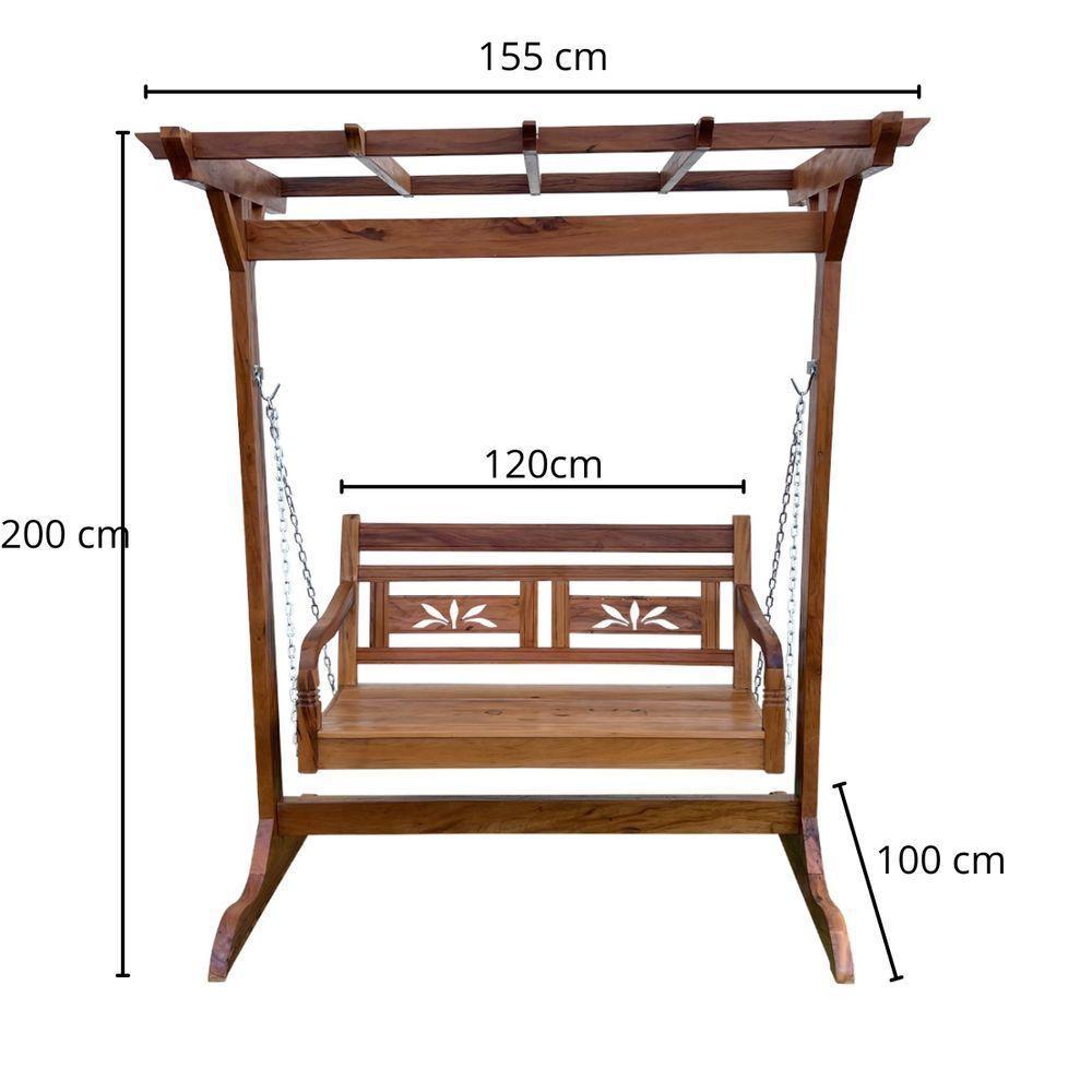 Banco Balanço Com Pergolado Madeira Peroba Rosa Sudeste Rústico - 9