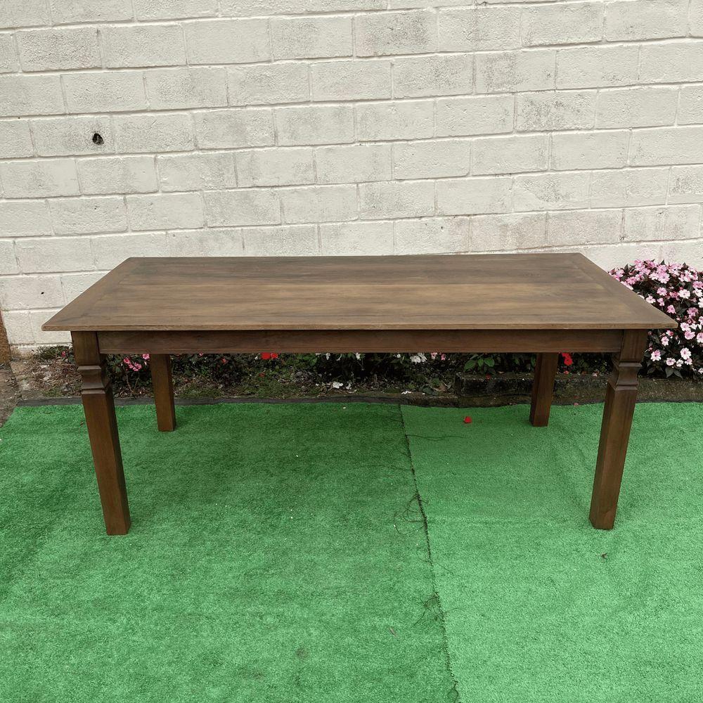 Mesa Madeira De Demolição Retangular 2m X 1m Escura Maciça Sudeste Rústico - 2