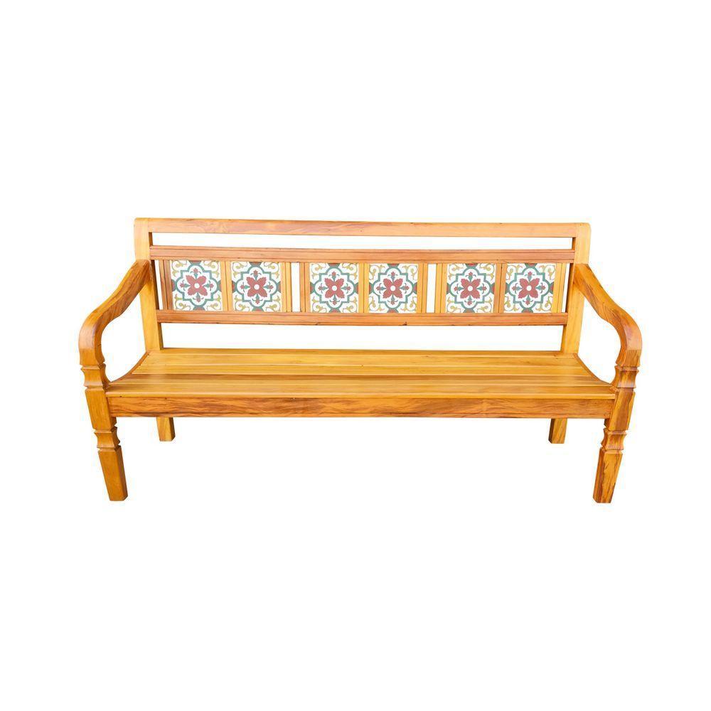 Banco Namoradeira 3lugares Madeira De Demolição Em Ladrilhos Sudeste Rústico - 1