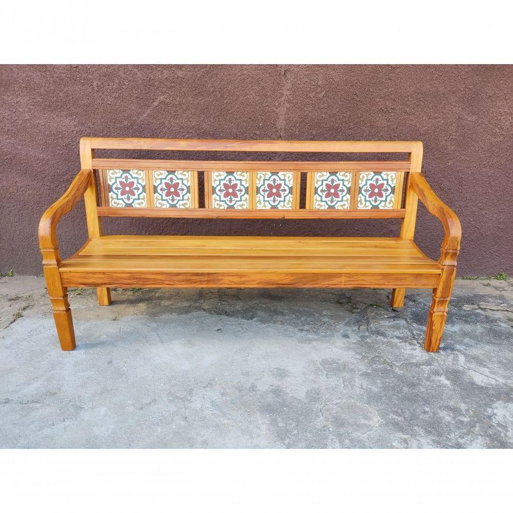 Banco Namoradeira 3lugares Madeira De Demolição Em Ladrilhos Sudeste Rústico - 2