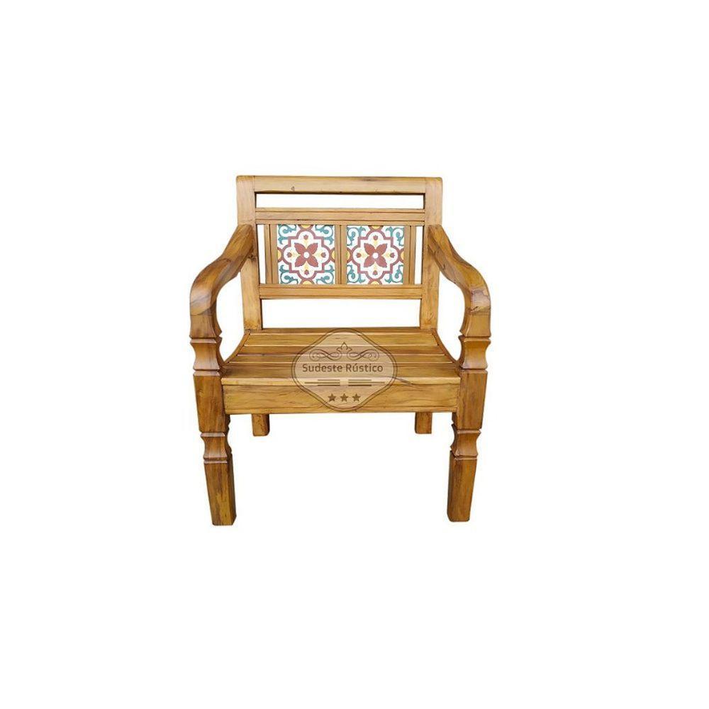 Conjunto Com 1 Banco E 2 Poltronas Em Madeira De Demolição 4 Lugares Sudeste Rústico - 7