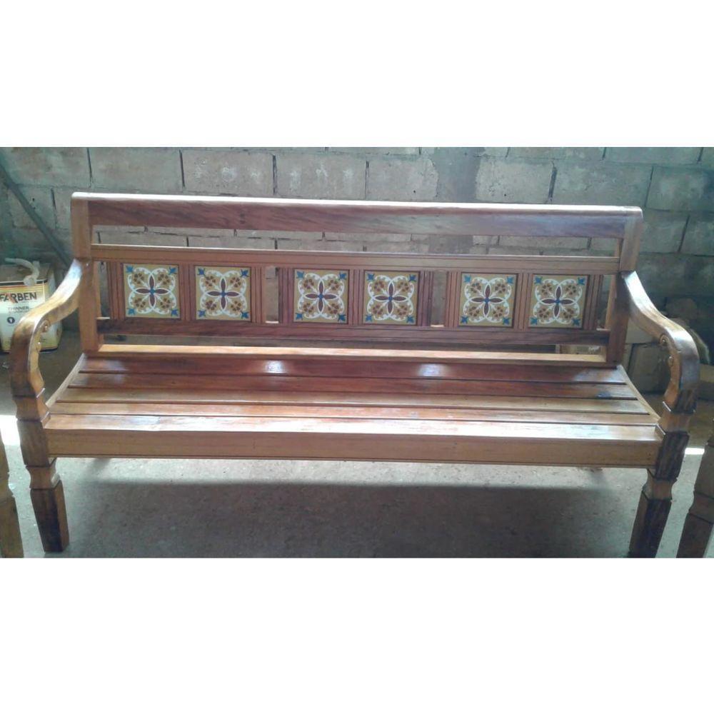 Conjunto Com 1 Banco E 2 Poltronas Em Madeira De Demolição Detalhe Em Ladrilho Verde Sudeste Rústico - 8