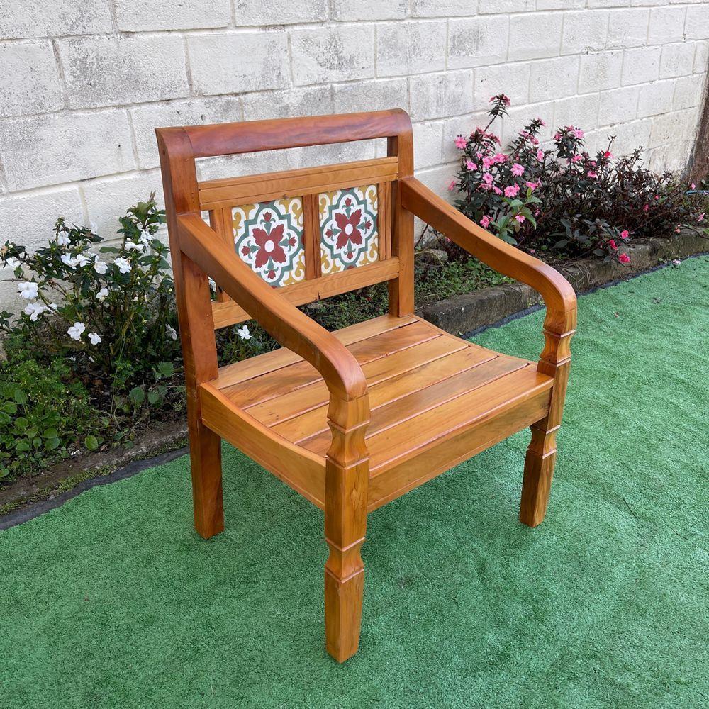 Banco Poltrona Ladrilho Verde Madeira Peroba Rosa Sudeste Rústico - 2