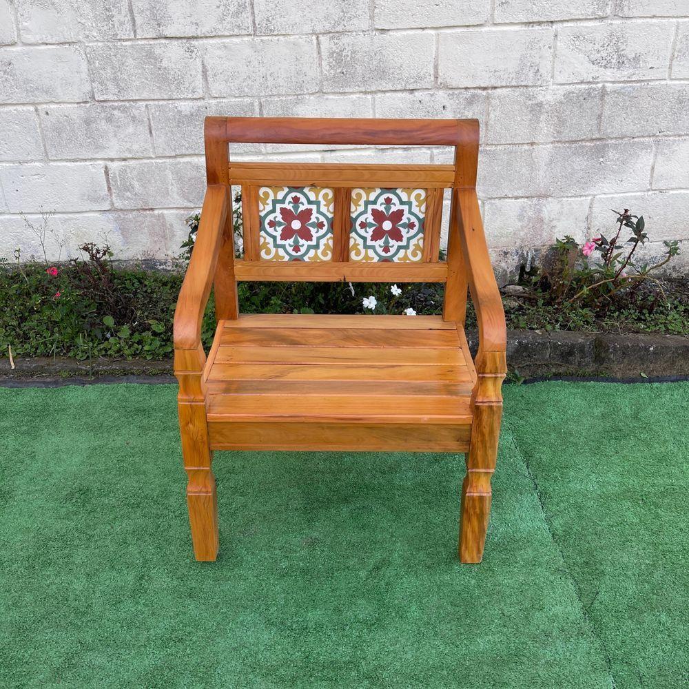 Banco Poltrona Ladrilho Verde Madeira Peroba Rosa Sudeste Rústico - 3