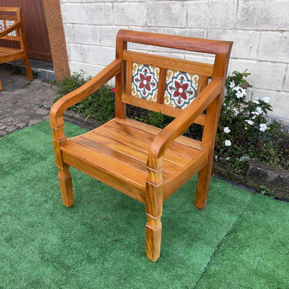 Banco Poltrona Ladrilho Verde Madeira Peroba Rosa Sudeste Rústico - 4