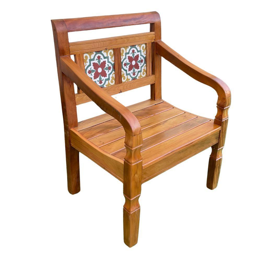 Banco Poltrona Ladrilho Verde Madeira Peroba Rosa Sudeste Rústico - 5