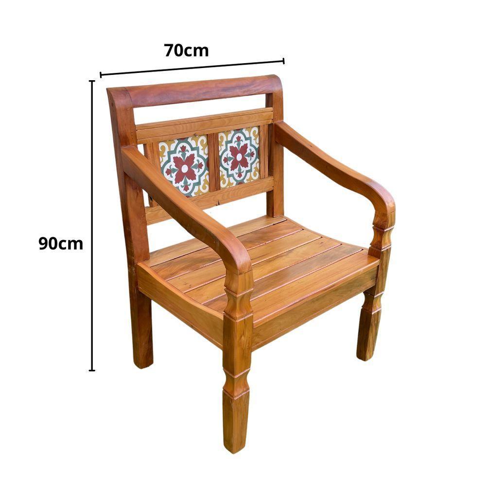 Banco Poltrona Ladrilho Verde Madeira Peroba Rosa Sudeste Rústico - 6