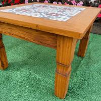 Mesa De Centro Madeira Com Ladrilho Hidráulico Verde 60 X 60 Sudeste Rústico