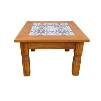 Mesa De Centro Madeira Com Ladrilho Hidráulico Verde 60 X 60 Sudeste Rústico - 10