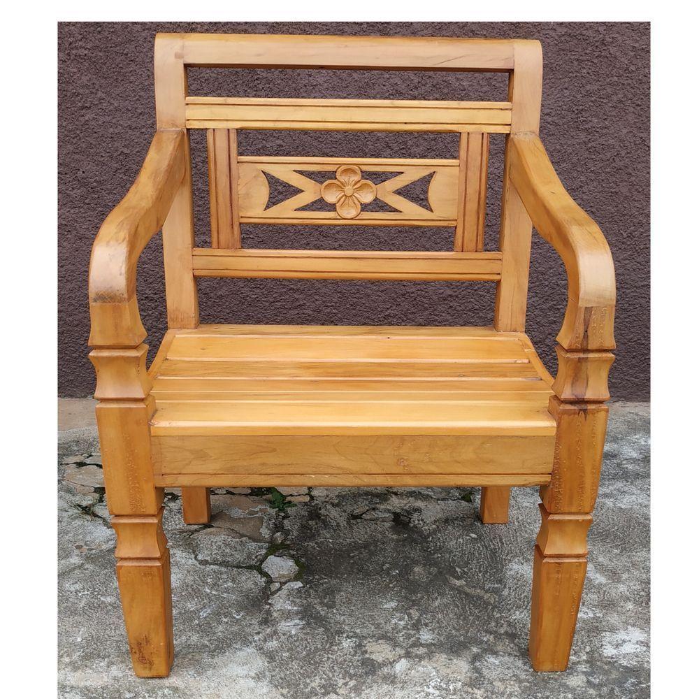 Banco Poltrona Madeira Peroba Rosa Modelo Flor Sudeste Rústico - 3