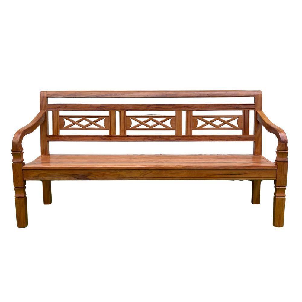 Banco Namoradeira 3 Lugares Madeira De Demolição Modelo X Sudeste Rústico - 5