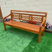 Banco Namoradeira 3 Lugares Madeira De Demolição Modelo X Sudeste Rústico - 2