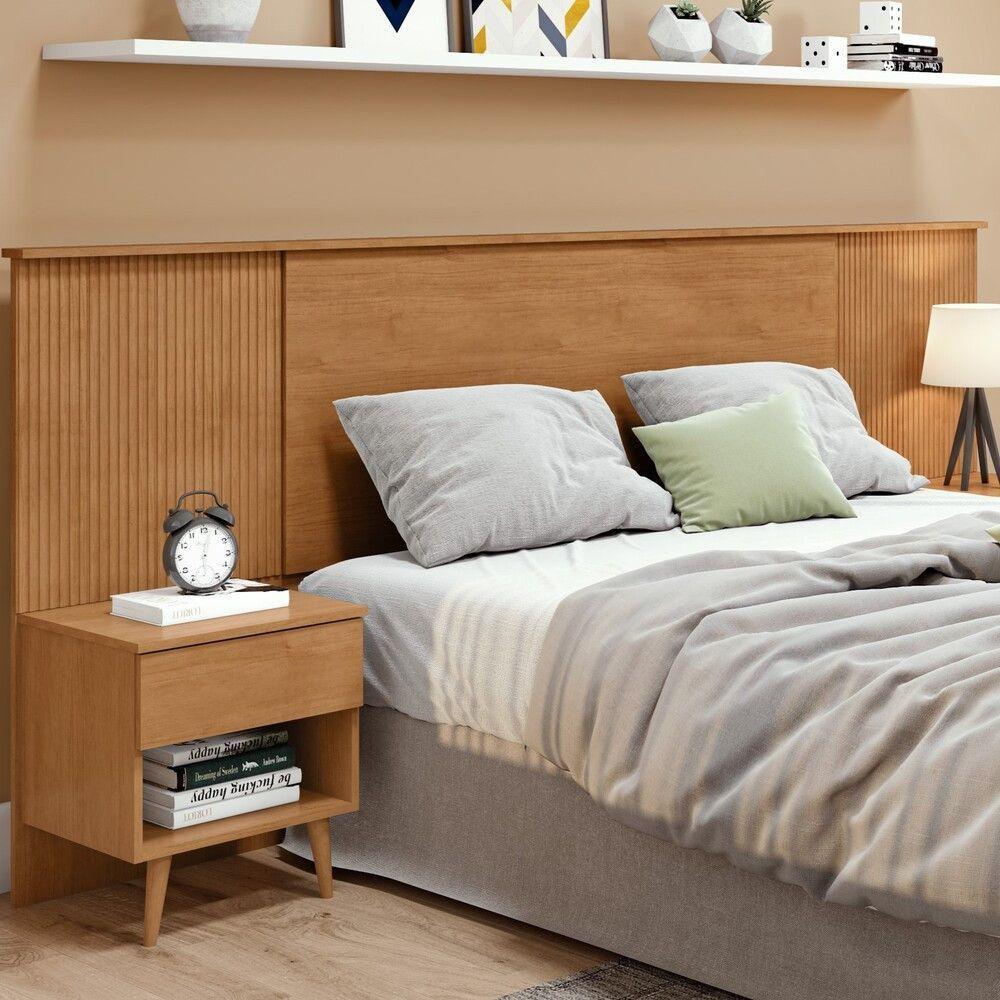 Cabeceira Casal E Queen Like Com 2 Mesas 90751 Lopas Amendoa Clean - 1