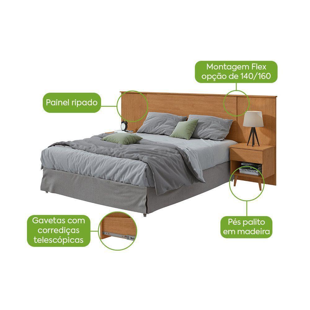 Cabeceira Casal E Queen Like Com 2 Mesas 90751 Lopas Amendoa Clean - 2