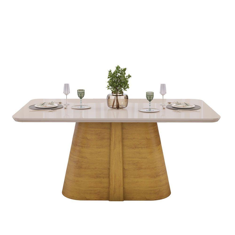 Conjunto Mesa De Jantar Ryze Com 06 Cadeiras Sofia Dj Moveis Off White Com Neve - 7