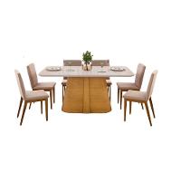 Conjunto Mesa De Jantar Ryze Com 06 Cadeiras Sofia Dj Moveis Off White Com Neve