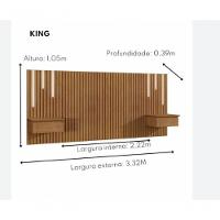 Cabeceira King Paris 2 Mesas De Cabeceira Com Led Naturalle/off White - Mavaular