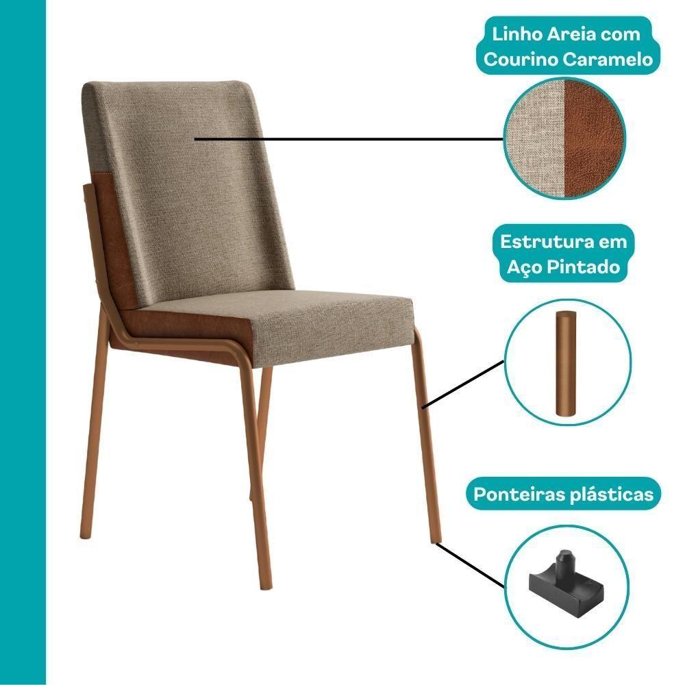 Conjunto Sala De Jantar 4 Cadeiras Verona Carraro Freijó Areia Rosê - 2