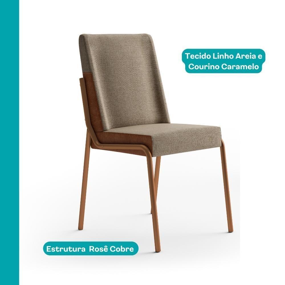 Conjunto Sala De Jantar 4 Cadeiras Verona Carraro Freijó Areia Rosê - 3