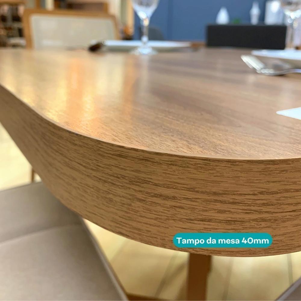 Conjunto Sala De Jantar 6 Cadeiras Charlotte Carraro Nogal Com Rose - 3