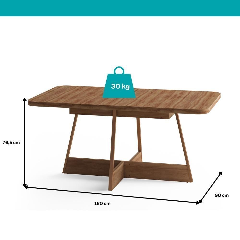 Conjunto Sala De Jantar 6 Cadeiras Charlotte Carraro Nogal Com Rose - 5