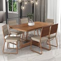 Conjunto Sala De Jantar 6 Cadeiras Charlotte Carraro Nogal Com Rose - 1