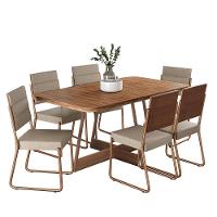 Conjunto Sala De Jantar 6 Cadeiras Charlotte Carraro Nogal Com Rose - 7