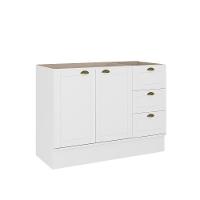Balcão Gabinete De Pia Mdf Milla 2 Portas 3 Gavetas Branco 120cm Carraro - 1