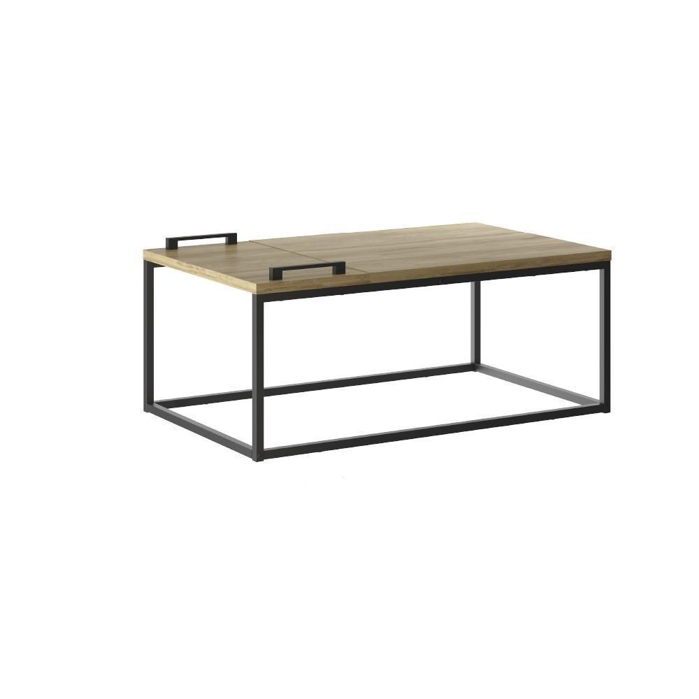 Mesa De Centro Com Bandeja Madeirada E Tubos Pretos Carraro 1346 - 2