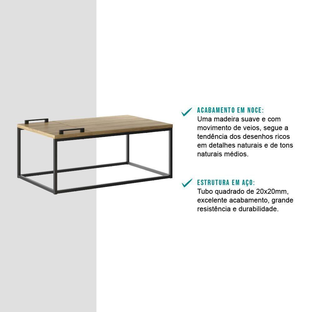 Mesa De Centro Com Bandeja Madeirada E Tubos Pretos Carraro 1346 - 6