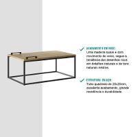 Mesa De Centro Com Bandeja Madeirada E Tubos Pretos Carraro 1346 - 6