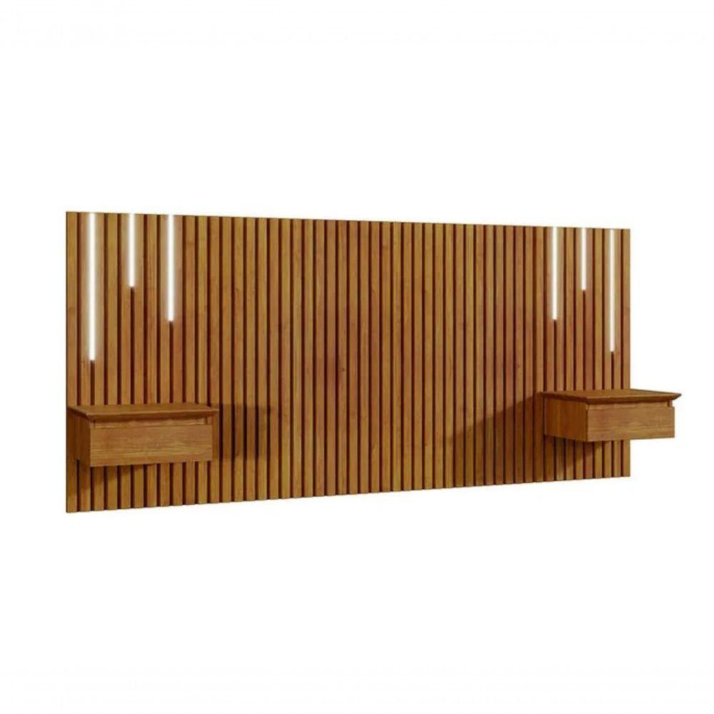 Cabeceira Adaptável Casal/queen Paris 2 Mesas De Cabeceira Led Naturalle - Mavaular - 1