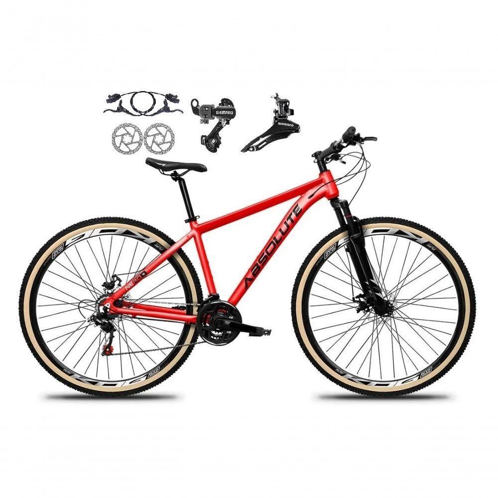 Bicicleta Aro 29 Absolute Nero 5 Shimano Freios Hidráulicos 24v Garfo Suspensão Pneu Faixa - Vermelho Tam.21 - 1