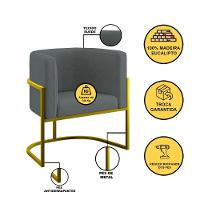 Kit 2 Poltronas Sofá 2 Lugares Para Recepção Balaqui Cinza