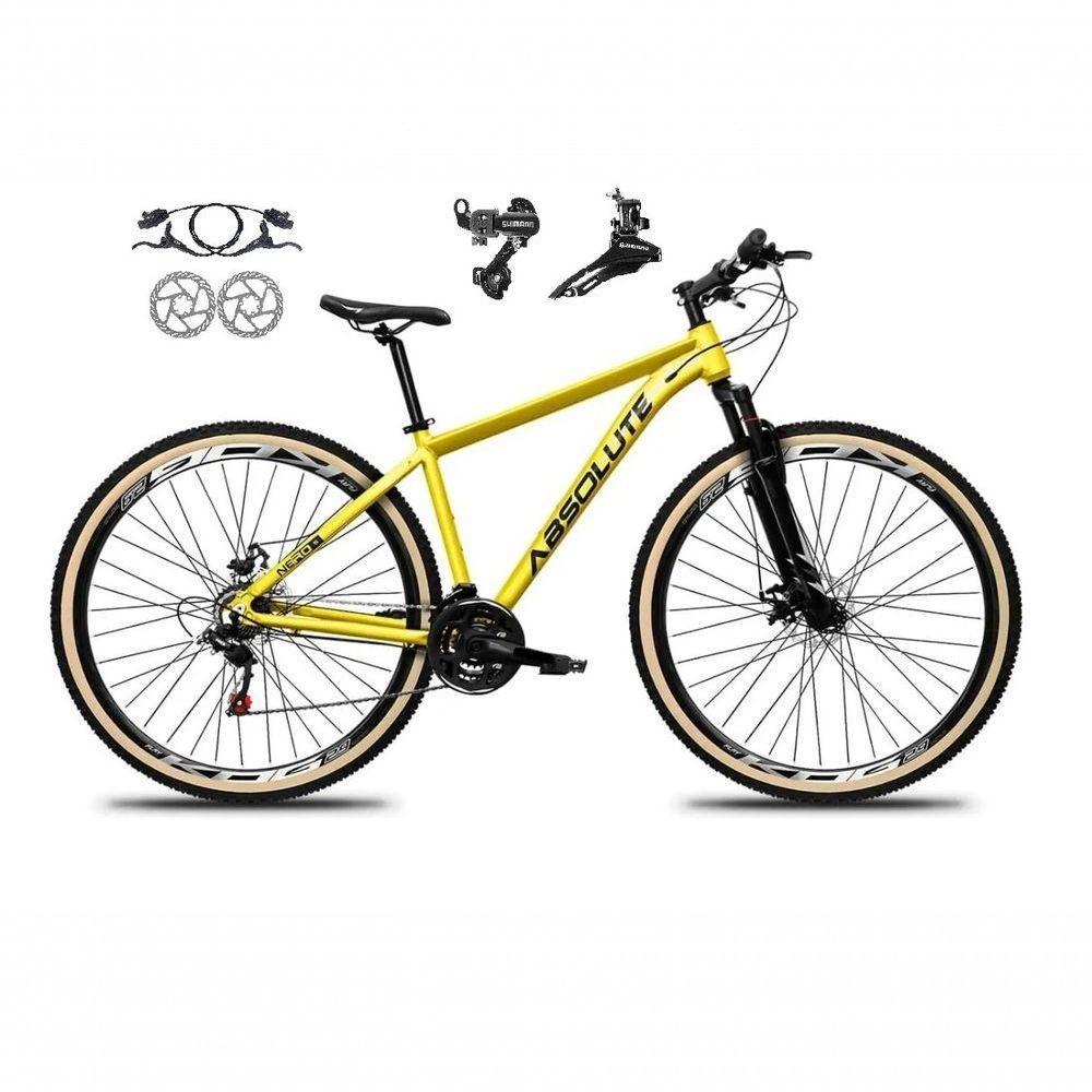 Bicicleta Aro 29 Absolute Nero 5 Shimano Freios Hidráulicos 24v Garfo Suspensão Pneu Faixa - Amarelo Tam.17 - 1