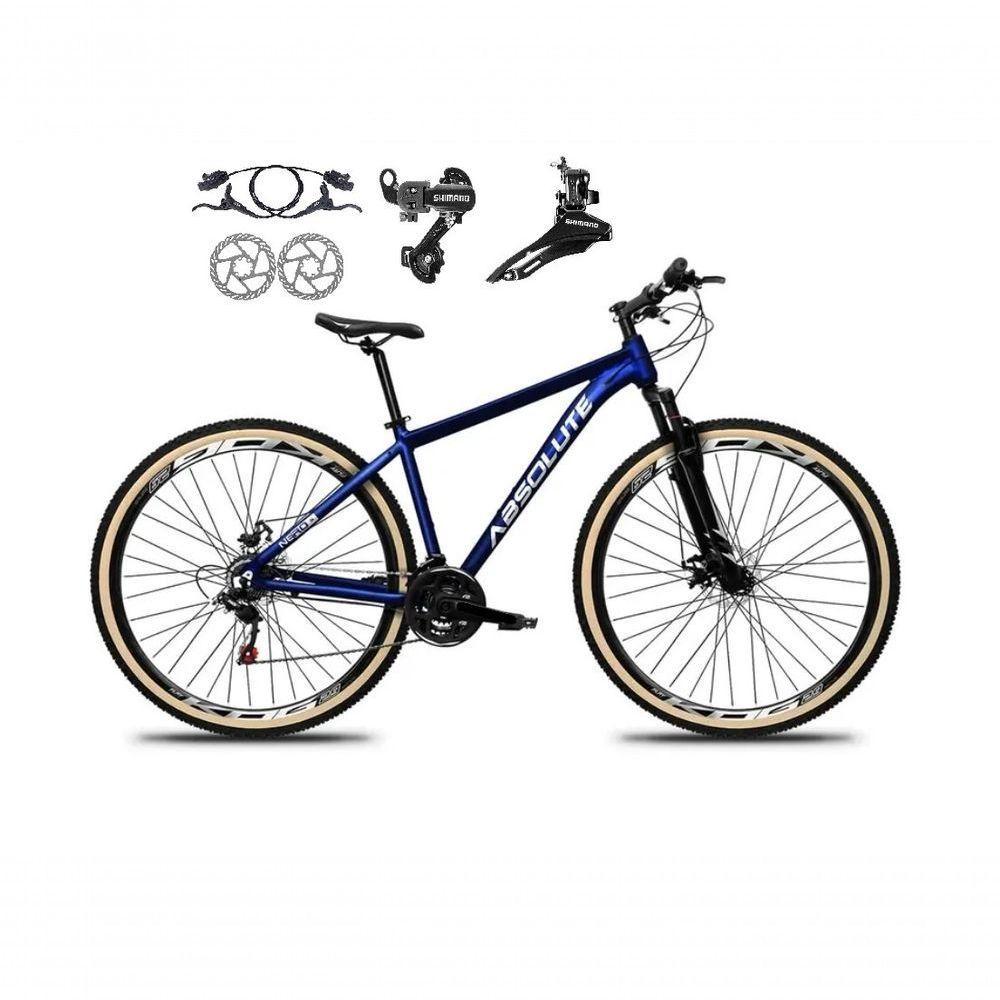 Bicicleta Aro 29 Absolute Nero 5 Shimano Freios Hidráulicos 24v Garfo Suspensão Pneu Faixa - Azul Tam.15 - 1