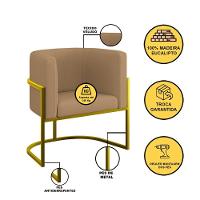 Kit 2 Poltronas Sofá 2 Lugares Para Recepção Gold Veludo Capuccino